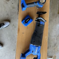 Kobalt 24v Reciprocating Saw,  LED Work light, and  usb battery charger 