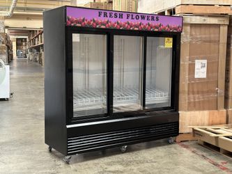 78 Inch Three Slide Sliding Glass Door Commercial Fresh Flowers Merchandiser Refrigerator