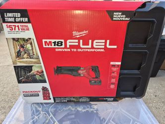 Milwaukee  sawzall m18, 1battery 5.0,charger and packout case,  brand new, firm on price
