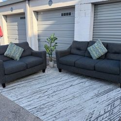 🛋️ Gray Sofa Set – 3 Seater Couch + Loveseat – FREE Delivery in Dallas! 🚚