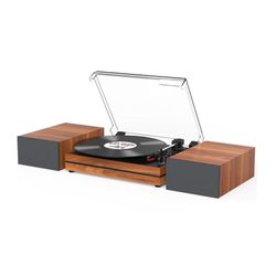 Record Player for Vinyl with External Speakers, Belt-Drive Turntable with Dual Stereo Speakers Vintage Vinyl LP Player Support 3 Speed Wireless AUX He