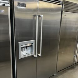 Viking 48”Wide Built In Stainless Steel Side By Side Refrigerator 