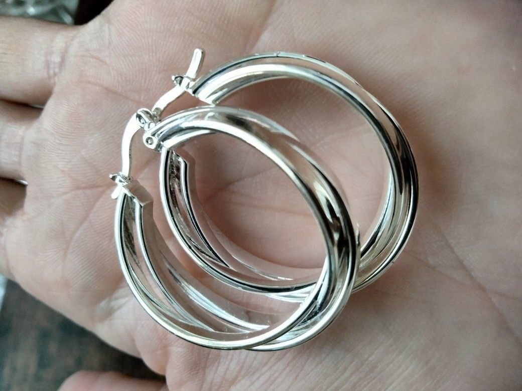 925 Sterling Silver Hoops Earrings
