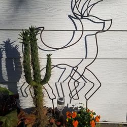 Wrought Iron Reindeer Sculpture Yard Art