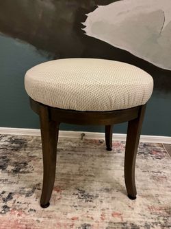 Newly Upholstered  Swivel Stool with Wood Base