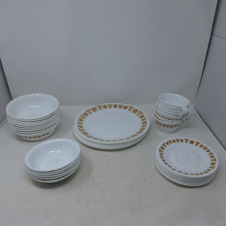 Corelle Vintage Butterfly Gold White Dish Set Plates Bowls Cups Dinnerware By The Piece