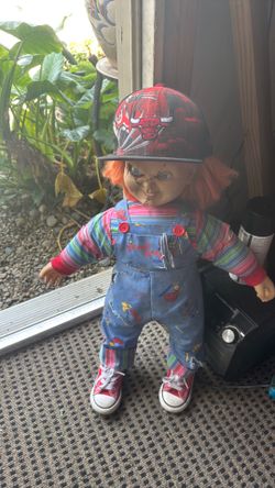Chucky doll plush with plastic face