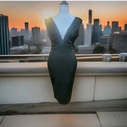 IRIS Bodycon Midi Dress Low Neckline Body Shaping Lace-Up Decolage on Sides...