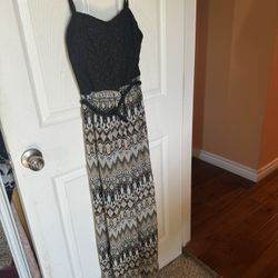 Black And Aztec Design Maxi Dress