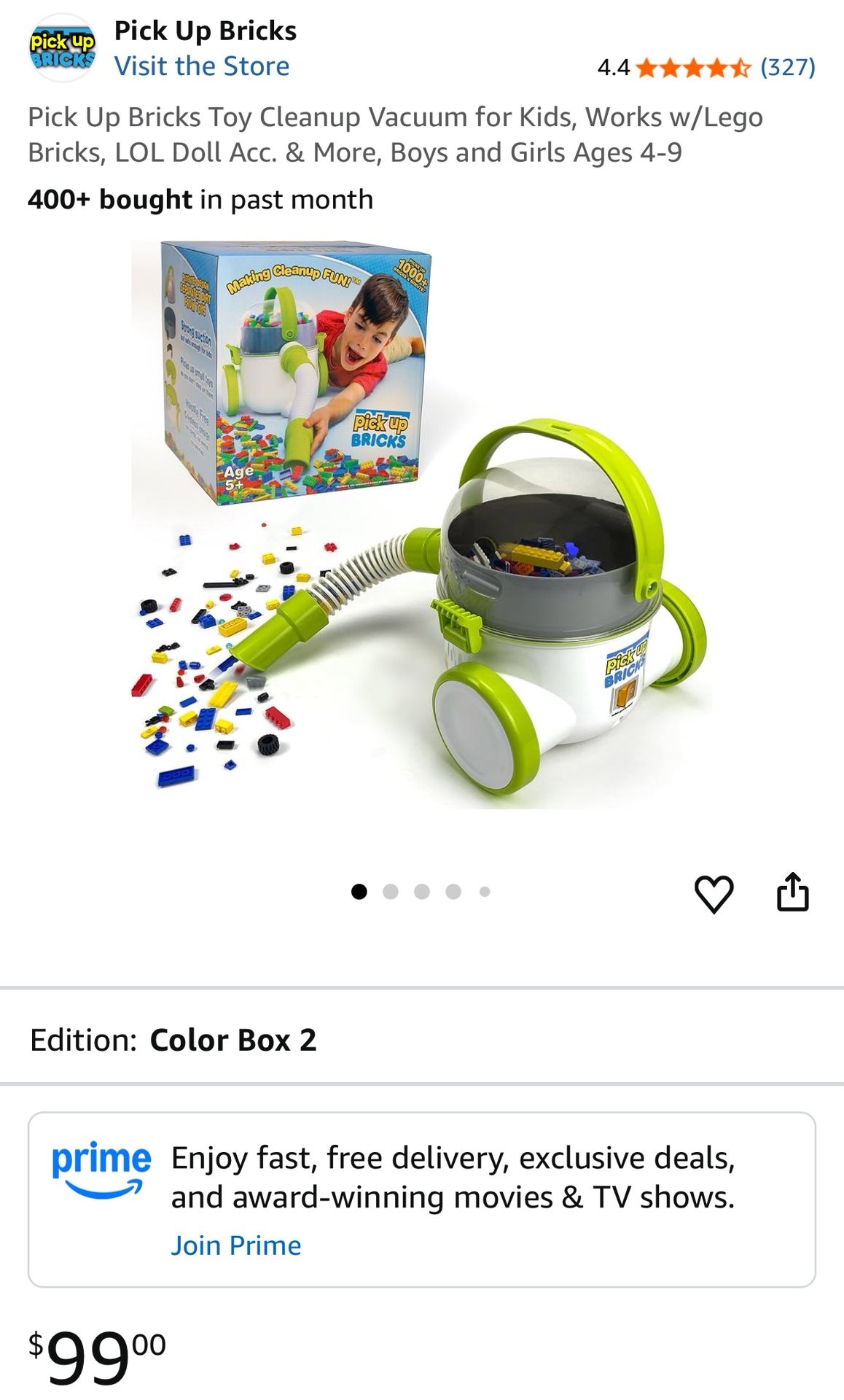 Pick Up Bricks Toy Cleanup Vacuum for Kids, Works w/Lego Bricks, LOL Doll Acc. & More, Boys and Girls Ages 4-9