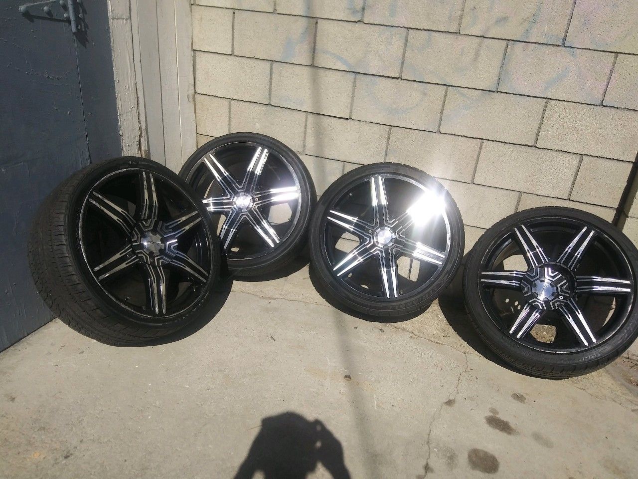 245/35/20 " rims two good tires and two popped