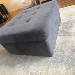 Large Gray Tufted Square Ottoman