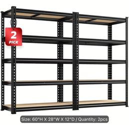 2 Packs Heavy Duty Shelving 5 Tier Metal Shelves