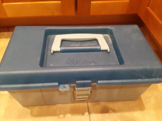 Wilton blue cake supplies/decorating tool box