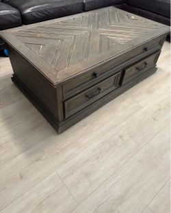 Rustic Wood Coffee Table with Drawers