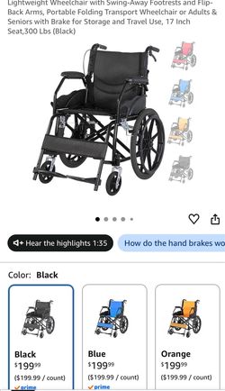 Lightweight Folding Transport Wheelchair – Black