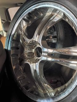 Chrome rims with tire