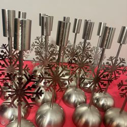 Silver Snowflake Taper Candle Holders - 16 Count