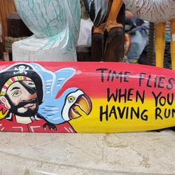 Time Flies When You Are Having Rum Wood Sign Surfboard 