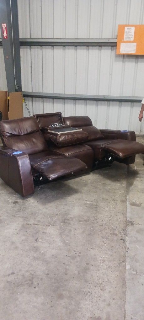 Dual Reclining Leather Couch $250