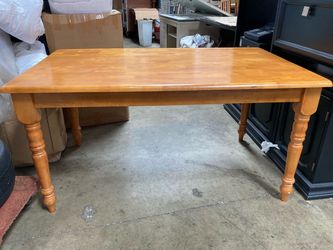 Solid Wood Farmhouse Dining Table 60” x 36.5” Honey Finish