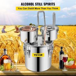 572^Alcohol Still 8GAL/30L, Alcohol Distiller with Thumper Keg, Distillery Kit for Alcohol with Copper Tube & Build-in Thermometer & Water Pump