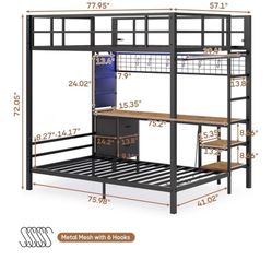 Bunk Bed FULL OVER / Twin Loft With DESK