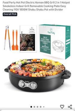 Food Party Hot Pot Electric Korean BBQ Grill (2 in 1)