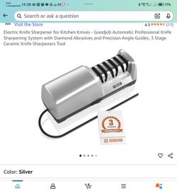 Electric Knife Sharpener for Kitchen Knives - Goodjob Automatic Professional Knife Sharpening System with Diamond Abrasives and Precision Angle Guides