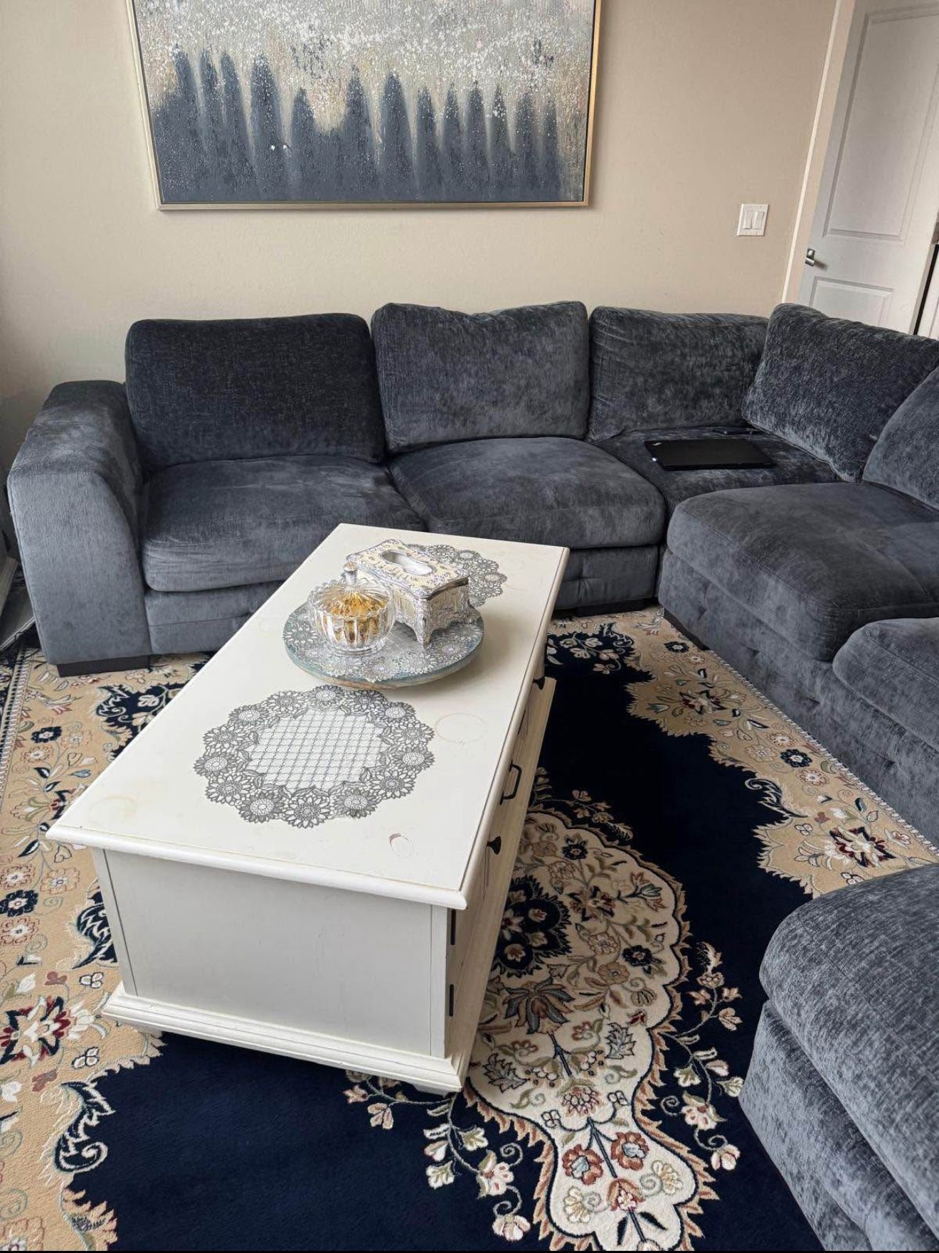 Blue Gray Sectional Sofa