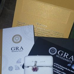 925 silver moissainite & pink tourmaline pendant