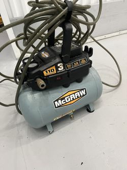 McGraw 3 Gallon 1/3 HP 110 PSI Oil-Free Hotdog Air Compressor. 