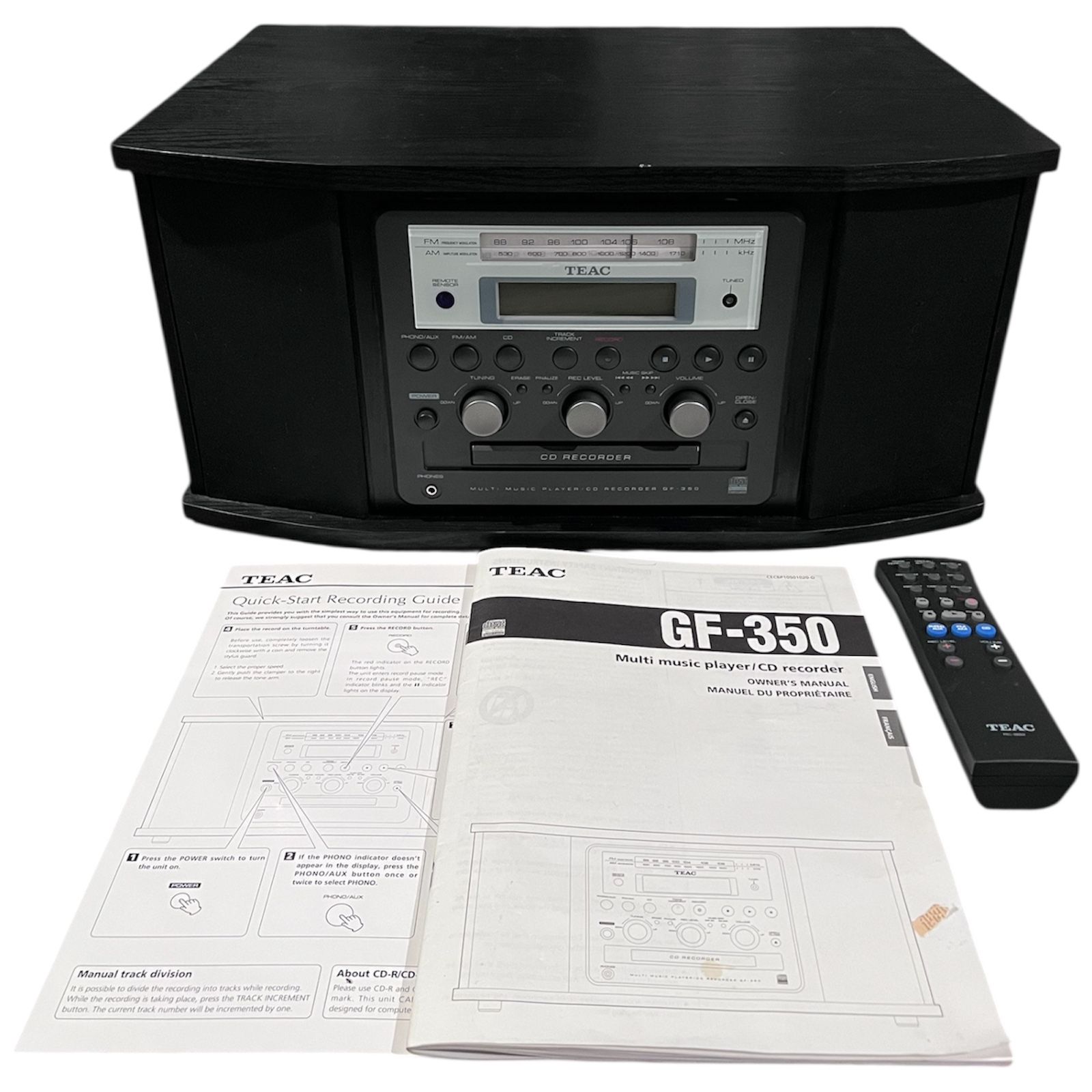Teac GF-350 Multi Music Player AF/FM CD/Turn Table W/ Remote TESTED WORKS GREAT!
