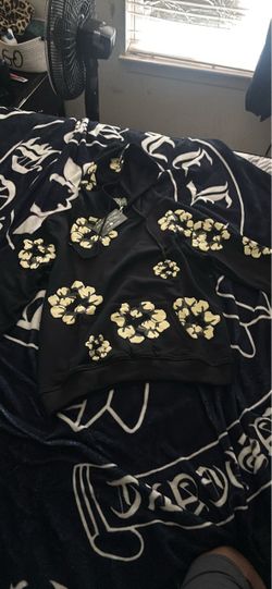 Denim tear Black Floral Print Hoodie with Tags