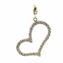 Woman’s Ladies 10k Yellow Gold 1.5” inch White Stone Heart Pendant for Necklace GP3118742