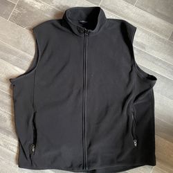 Lands' End Outfitters Black Full Zip Sweater Fleece Vest Jacket - Men's Large XL
