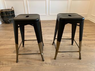 Backless Distressed Copper Metal Indoor-Outdoor Barstool