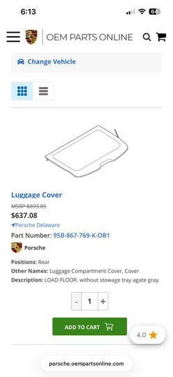 2019 Porsche Macan Luggage Cover
