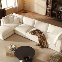 Oversized Sectional Sofa Couch, 156'' Cloud Modular Couch with Ottoman, L Shaped Convertible Couch Deep Seat Couches for Modern Living Room/Apartment 