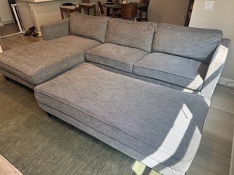 Living spaces grey couch with chaise + ottoman