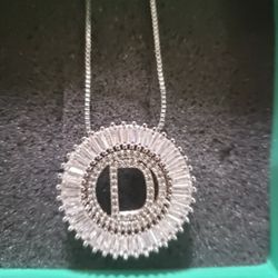 Sterling Silver Letter D Ladies Pendent And Chain