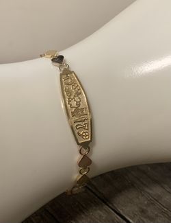 Pulsera De La Suerte Para Niña En Oro Sólido 14k