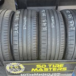4 USED TIRES 245/35ZR20 PIRELLI PZERO  w/80% Thread All 4 Installed $280