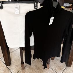Black Body Suit With Off white Skirt, Size Medium