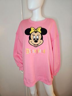 Disney Pink Minnie Mouse Disneyland Pullover Sweatshirt NWT Size XL
