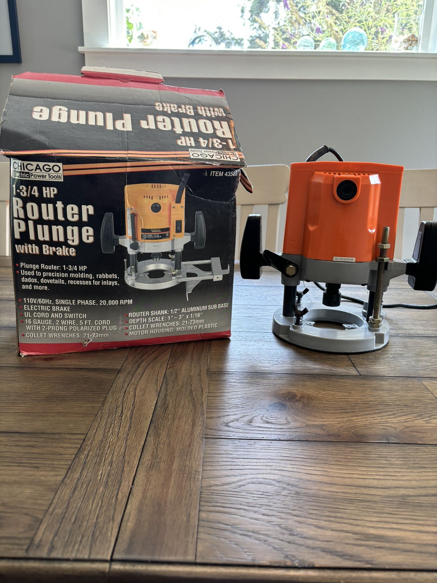 Chicago electric 1 3/4 HP Router Plunge With Brake