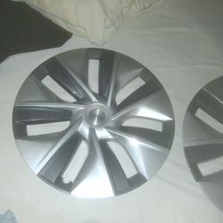 Two Tesla Hub Caps