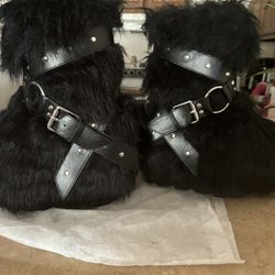 Faux Fur Combat Boots - Dollskill