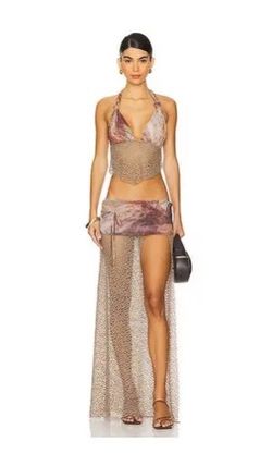 Jaded London Mesh 2-Piece Set - Halter Top & Mini Skirt - XXS