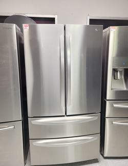 LG 4‑Door French Door Fridge – Stainless, Ice Maker, Dual Freezer Drawers